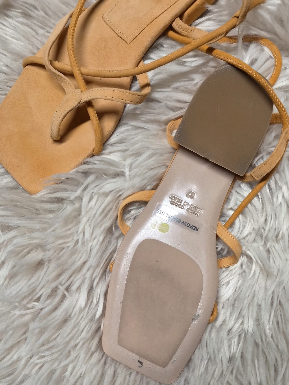 Totême The Tie Suede Flat Sandals in Sunset Orange - Size 37 (US 7) - Picture 2 of 6
